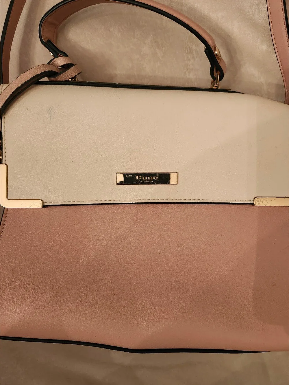 Dune London Blush Pink and Cream Top-Handle Satchel